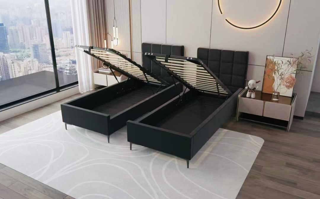 מיטה יהודית עם ארגזי מצעים דגם: ריבועים/פסים – תמונה 5